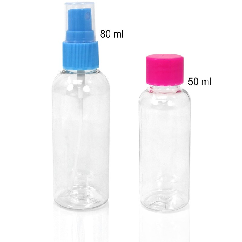 com-four® travel bottles made of plastic with or without bag,