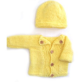 KSS New Handmade Gender Neutral Yellow Baby Sweater/Cardigan with a Hat Newborn SW-697