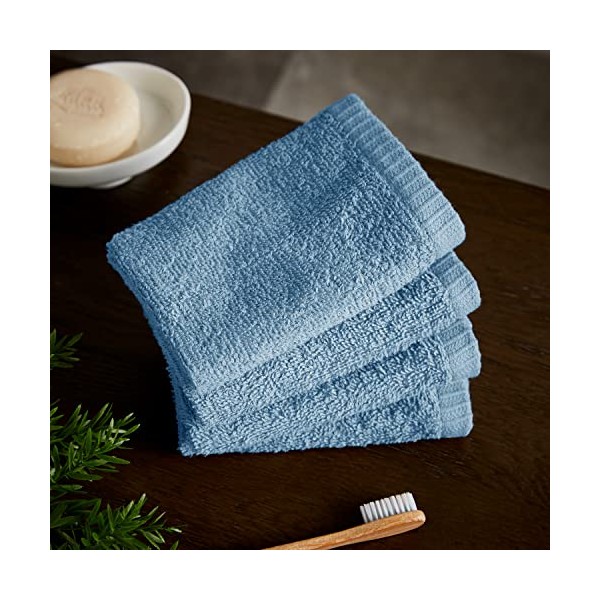 Catherine Lansfield Quick Dry Cotton Face Cloth 4 Pack Blue,30x30cm