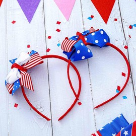 Aceorna 4th of July Headbands Point Bowknot Hair Hoop Bow Patriotic Hairband Independence Day Head Band for Women and Girls