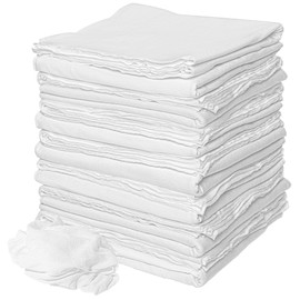 Nabob Wipers New Premium White T-Shirt Knit Rags, Exact Cut Pieces - 100% Cotton, Cloth Rags, Excellent for General Cleaning, Spills, Home, Staining, Polishing, Bar Mop 18"x18" (7 Pack)