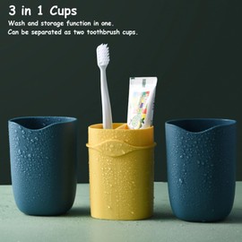 Toothbrush Cup Toothbrush Holder with Cover Portable Multifunctional Toothbrush Cup Holder 3 in 1 Large Capacity Toothbrush Holder and Carrier for Bathroom School Business Trip Camping