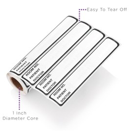 Carstens Patient I.D. Adhesive Medical Chart Labels for 1" Ring Binder Spines – Pre-Printed Sticker Labels (Room No. / Patient/Doctor), 5 3/8" x 1", Roll of 200, White, 4 Pack
