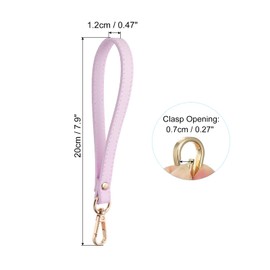 PATIKIL PU Leather Keychain, Key Holder Keyring Strap with Metal Gold Key Ring Lock Anti Lost Clasp for Wallet Purse Clutch, Pink