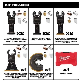 Milwaukee 48-90-9212 Open-LOK Oscillating Multi Tool Bi-Metal, Hardwood, and Wood Blade Kit with Case (8-Pack)