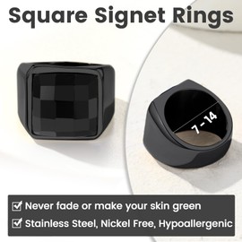 GOLDCHIC JEWELRY Square Gemstone Ring For Man, Stainless Steel Vintage Onyx Sovereign Ring For Rapper Size R½