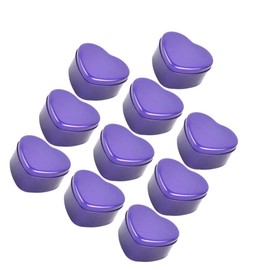 Kisangel Party Box 10pcs Purple Heart Metal Tins Tinplate Storage Can Tinplate Candy Box for Wedding Party Favors Goodies Cookie Chocolate Snack Storage Candle Making Size L Mini Tin Box