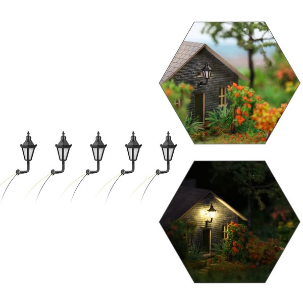 Evemodel 5pcs Model Railway 1:200 Lamps Outdoor Wall Lgihts Z