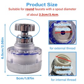 Lixiongbao 360 Rotating Sink Water Faucet Filter,Kitchen Faucet Water Filter, Removes Ru...
