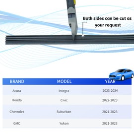 ASLAM - Recambios para limpiaparabrisas sin marco (6 mm, corte a medida, 4 unidades), Negro, 28"(for Frameless Wipers)(Set of 4)