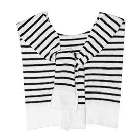 Women's Casual Sweater Shawl Wraps Striped Knitted Knotted Shawls Travel Scarf Wrap Cape Fashion Shoulder Tops (Stripewhite)