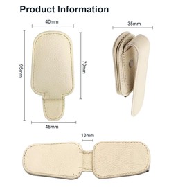 Yecitona Sunglass Holder for Car, Magnetic Leather Sunglasses Clip for Car Visor, Eyeglass Hanger Clip for Car Sun Visor (Khaki 2 Pack)