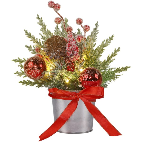 Prsildan Christmas Table Decorations Artificial Tree with Pine Cone &