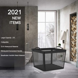 NPET 27L Laundry Basket Collapsible Laundry Hamper with PEVA Waterproof Material Clothes Bag Storage Basket Bin for Laundry,Bedroom and Domitory