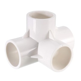 sourcing map 4 Way Elbow PVC Pipe Fitting Furniture Grade 32mm Size Tee Corner Fittings White 2pcs