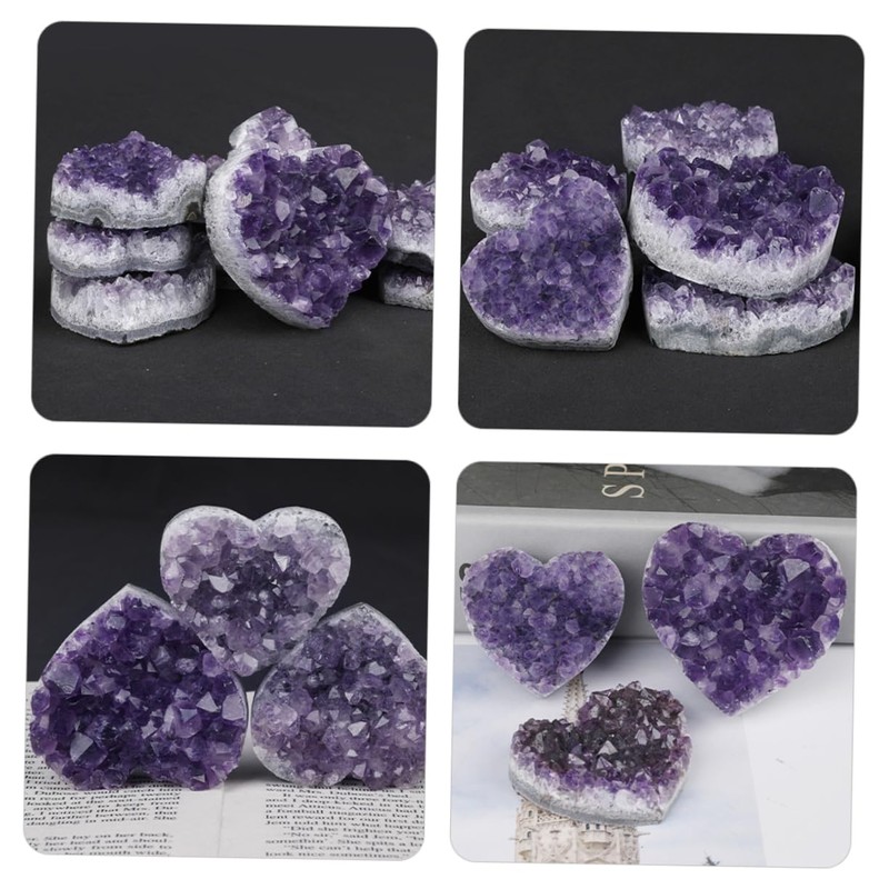 Ipetboom Natural Amethyst Heart Shaped Crystal Stone Decoration Unique Desk