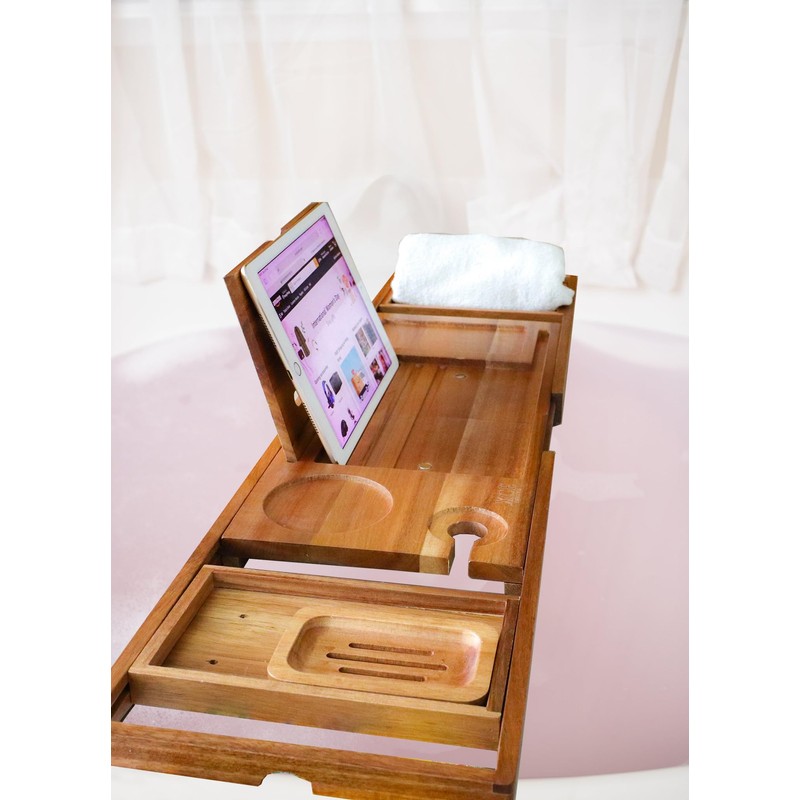 XcE Foldable Bathtub Tray Expandable to 105cm for Luxury Bath,