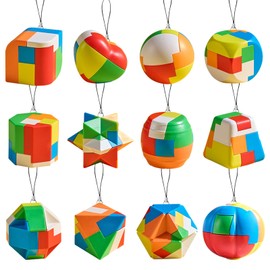 12 Pcs Mini Puzzle Cube,Brain Teasers Puzzles Lock Toy Cubes Keyring Set,IQ Challenge Puzzle Smart Games for Kids Adults Birthday Gifts Easter Egg Party Bag Fillers
