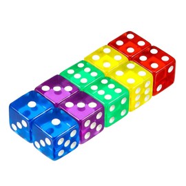 10 Pcs Dice, Mulitcolor 6 Sided Dice Set, 16mm Acrylic Dices Set, Clear Square-Corner Dice For Birthday Party, Bar, Stacking, Board Games, Math Game Party Favor, Teaching Math