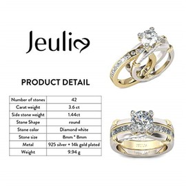 Jeulia 925 Sterling Silver Interchangeable Ring Sets Knot Round Cut Wedding Engagement Anniversary Promise Diamond Band for Bridal Women With Gift Box