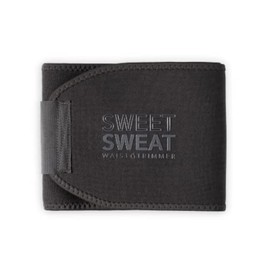 Sports Research Sweet Sweat Waist Trimmer Premium Sweat Enhancing Fitness Belt for Women & Men - 5 Adjustable Sizes - Matte Black (Small)