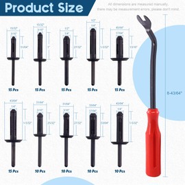 Glarks 92 Piece Rivet Gun, Fixing Tool and 6 Sizes Nylon Universal Pop Rivet Assortment Set for Installing and Removing Car Door Panels and Upholstery Clips (Rivet Gun)