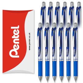 Pentel EnerGel XM BL77 - Retractable Liquid Gel Ink Pen - 0.7mm - 54% Recycled - In Pillow Packaging (Blue Pack of 12)