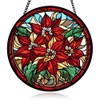 Red Flower Stained Glass Window Hanging, Hanging Sun Catcher Ornament,