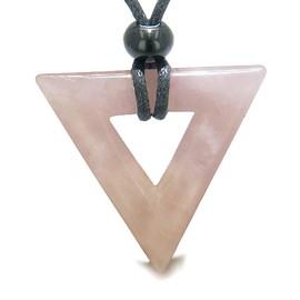BestAmulets Amulet Triangle Powers Rose Quartz Arrowhead Healing Energies Pendant Necklace