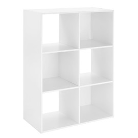 Whitmor 6 Cube Bookcase, 3 Tier Stackable MDF Bookself, Open Storage Display Organizer, Storage Cabinet for Living Room, Bedroom, Home, Office, 23.7" L x 11.7" W x 35.2" H, White