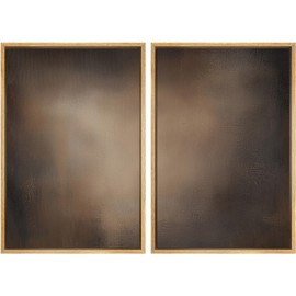 SIGNFORD Framed Canvas Print Wall Art Set Darkened Metallic Texture in Brown Tones Industrial Style Abstract Illustrations Modern Art Decorative for Living Room, Bedroom, Office - 16"x24"x2 Natural