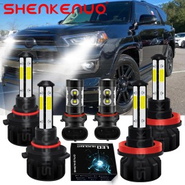 SHENKENUO For Toyota 4Runner 2010-2020 LED Headlights High/Low Beam Fog Light Bulbs 6pcs
