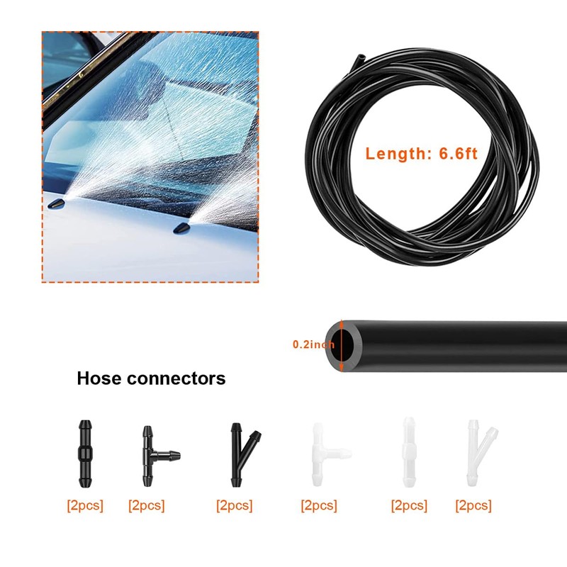 Ohleats 12PCS Windshield Washer Hose Kit, Rubber Wiper Fluid Tubing
