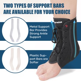 Vigorwise Ankle Brace for Sprained Ankle, Lace up Ankle Brace with 1Pair Metal and Plastic Support Bars, Ankle Stabilizer Brace for Men Women, Achilles Tendon Support Brace for Left Right, L