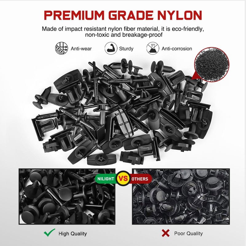 Nilight 60PCS Fender Flare Rocker Moulding Clip Assortment 68039280-AA, 55156429-AA,