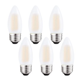 Sunaiony E26 LED Candelabra Light Bulbs 60W Equivalent, Dimmable 6W 3000K Soft White B11 Chandelier Frosted Glass Decorative Candle Light Bulbs, 6 Pack