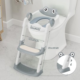 Potty Training Seat with Step Stool Ladder Anti-Slip Safe Pads with Splash Guard and Anti-Slip Pad, Adjustable Ladder & Potty Seat Height