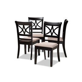 Baxton Studio Set of 4 166-10760-AMZ Dining Chairs, Sand/Espresso Brown
