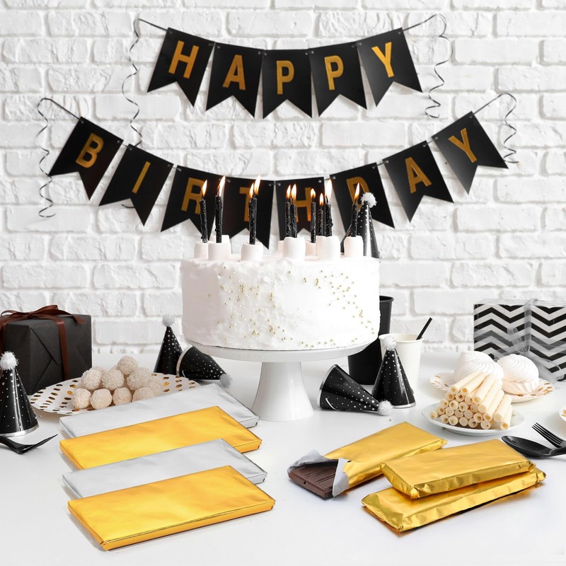 Tanlade 200 Pcs Gold and Silver Chocolate Bar Wrappers Bulk