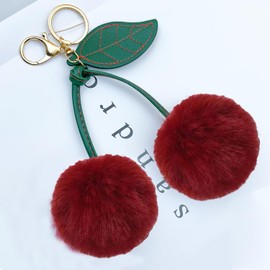 YXMN Cherry Accessories Bag Charms Plush Cherry Keychains For Women Purse Charms For Handbags Key Chains Women Cute Birthday Christmas Gifts For Woman Best Friend Sister