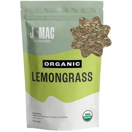 J MAC BOTANICALS Organic Lemongrass (4 oz) Certified USDA Organic, Cut & Sifted Dried Lemongrass tea from Egypt, resealable pouch. Packaged in the USA