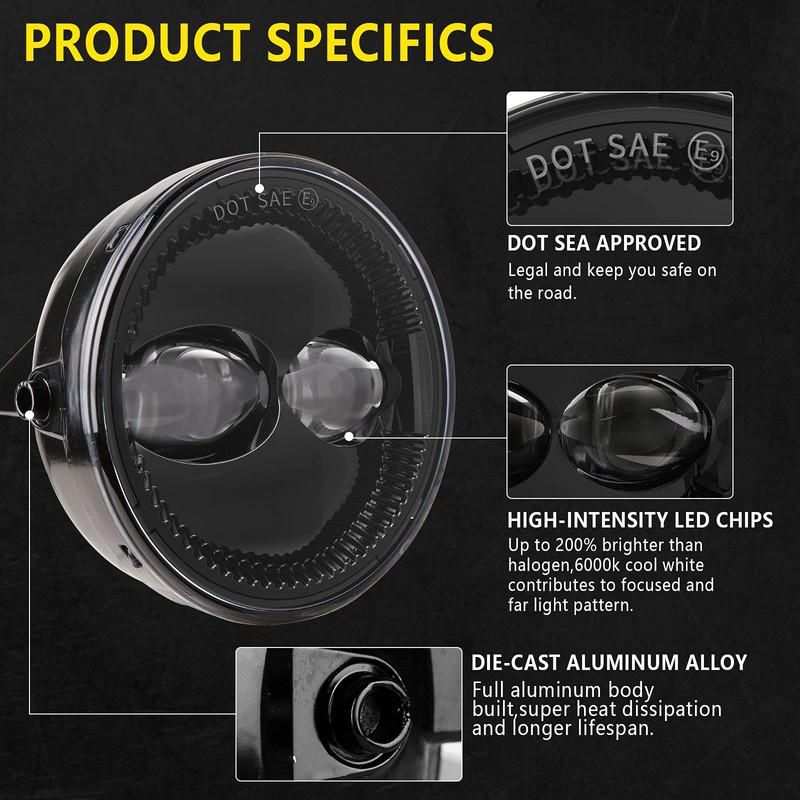 LED Fog Lights Bumper Driving Lamps Assembly Replacement for Ford