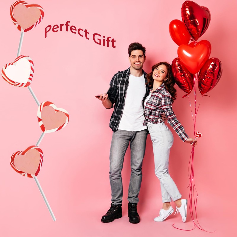 Fruidles Valentine's Red and White Swirl Heart Lollipop Candy Sucker