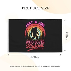 Just A Girl Who Loves Bigfoot Funny Sasquatch Flag 3x5 Ft Double-Sided Printed Indoor/Outdoor Flag For Outside Polyester Fabric Banner With 2 Brass Grommets 3x5 Foot