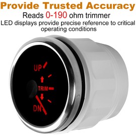 WATERWICH 52mm Marine Boat Trim Gauge Meter Signal 0-190ohm 7 Color for Ship Yacht