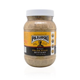 Pilsudski Polish Style Mustard with Horseradish - 24oz, The fresh ground hot horseradish and premium mustard seed combine to offer a great, balanced flavor and a refreshing amount of heat known as the Pilsudski Punch.