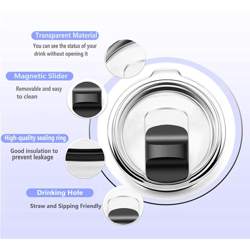 20 oz Tumbler Lid for YETI, 2PCS Magnetic Slider Replacement