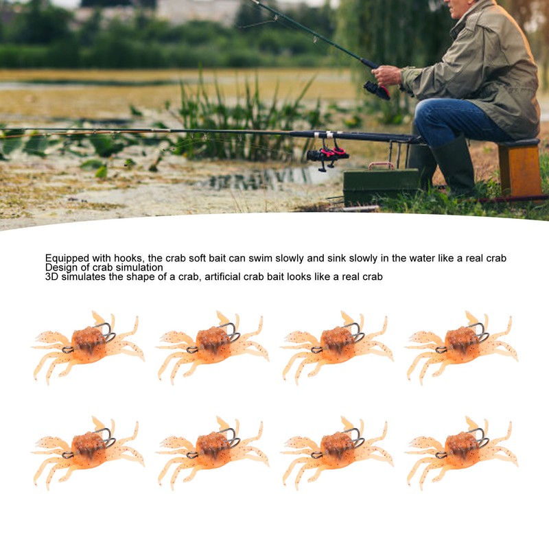 8Pcs Artificial Crab Bait 13cm 33.5g Simulation Crab Soft Lure
