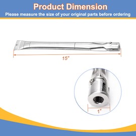 Derurizy 6 Pack 15" x 1" Stainless Steel Burner Replacement for Nexgrill 720-0737, 720-0744, 85-3225-6, 85-3225-6, Grill Master 720-0737, 720-0697, Charbroil 640-01303702-3 and Tera Gear 780-0390