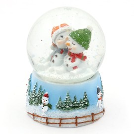 Dekohelden24 Snow Globe Snow Children with Hat on Elaborately Decorated Base Dimensions L x W x H 6.5 x H 9 cm Ball Diameter 6.5 cm